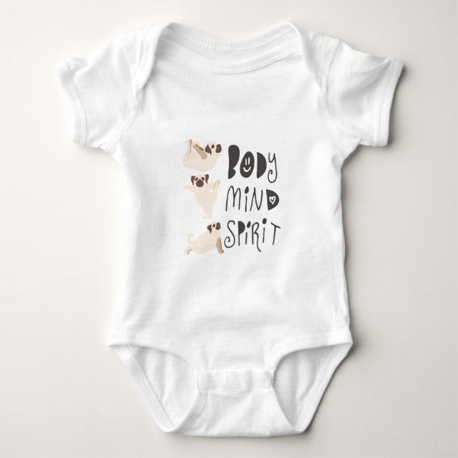 Yoga Pugs Baby Bodysuit (Front)