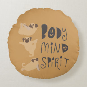 Yoga Pugs Round Cushion