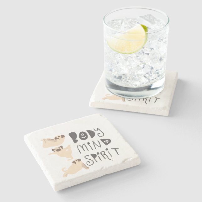 Yoga Pugs Stone Coaster (Side)