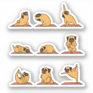 Yoga Puppy Yoga Pug Poses and Meditation Funny Pug