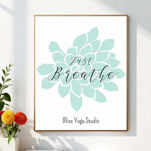 Yoga Quote Green White Breathe Floral Poster (Creator Uploaded)