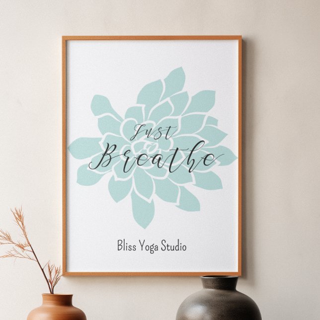 Yoga Quote Green White Breathe Floral Poster (Creator Uploaded)