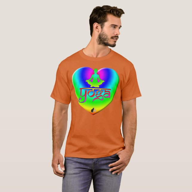 Yoga Rainbow Intentions Heart T-Shirt (Front Full)
