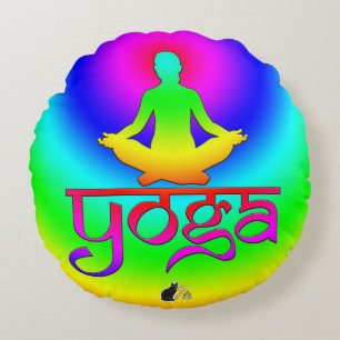 Yoga Rainbow Intentions Round Cushion
