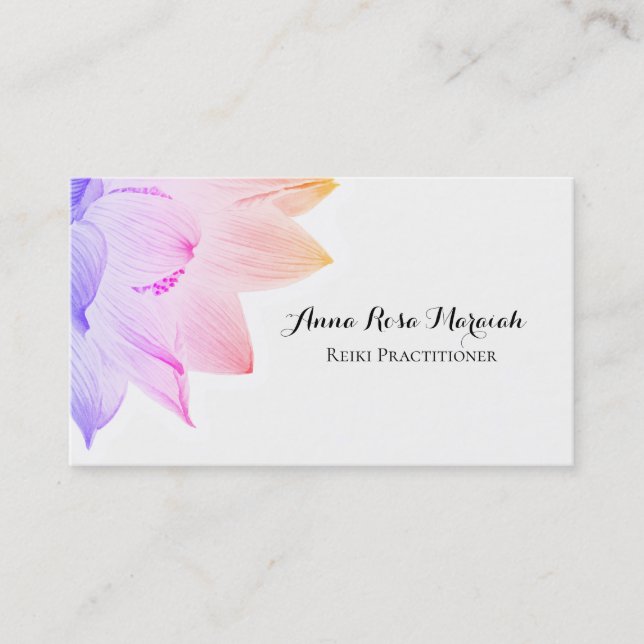 *~*  Yoga Reiki Energy Healer Light Filled Lotus Business Card (Front)