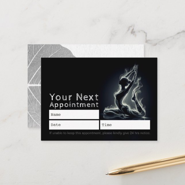 Yoga Reiki Instructor One-Legged King Pigeon Pose Appointment Card (Front/Back In Situ)