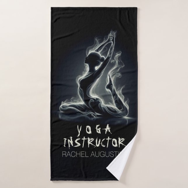 Yoga Reiki Instructor One-Legged King Pigeon Pose Bath Towel Set (Bath Towel)