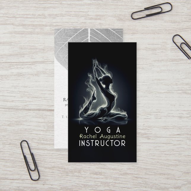 Yoga Reiki Instructor One-Legged King Pigeon Pose Business Card (Front/Back In Situ)