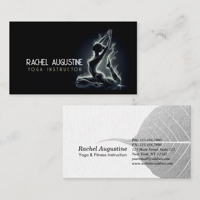 Yoga Reiki Instructor One-Legged King Pigeon Pose Business Card (Front/Back)