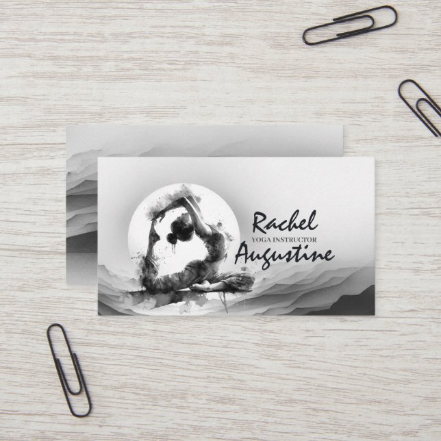 Yoga Reiki Instructor One-Legged King Pigeon Pose Business Card (Front/Back In Situ)