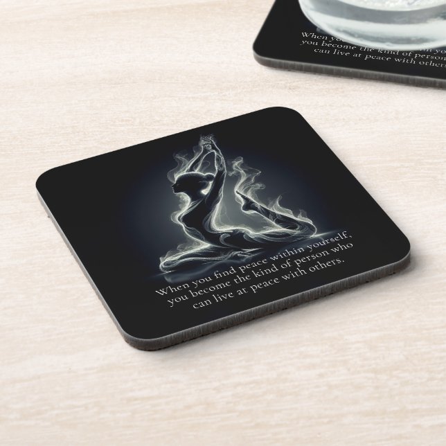Yoga Reiki Instructor One-Legged King Pigeon Pose Coaster (Left Side)
