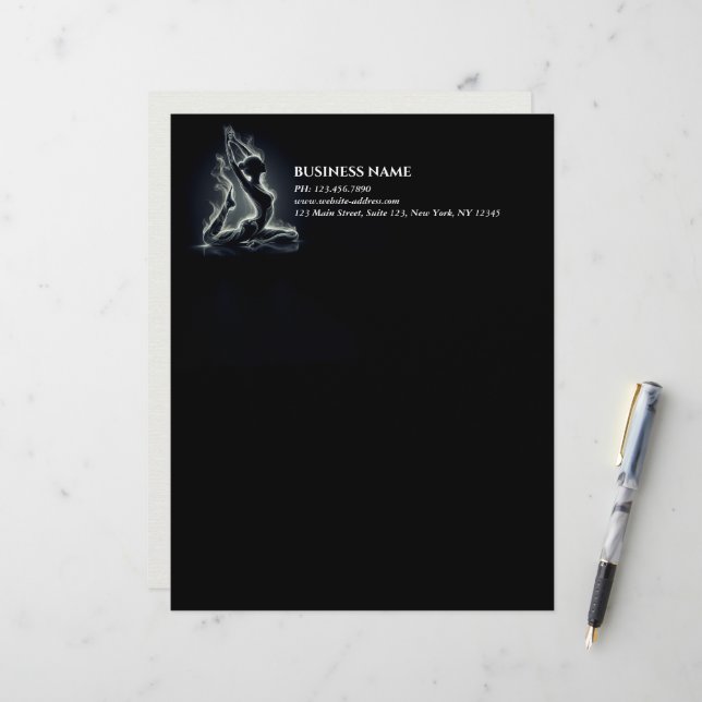 Yoga Reiki Instructor One-Legged King Pigeon Pose Custom Letterhead (Front/Back In Situ)