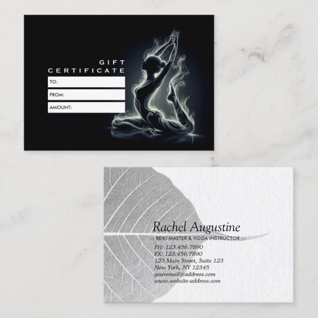 Yoga Reiki Instructor One-Legged King Pigeon Pose Discount Card (Front/Back)