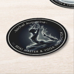 Yoga Reiki Instructor One-Legged King Pigeon Pose Round Paper Coaster