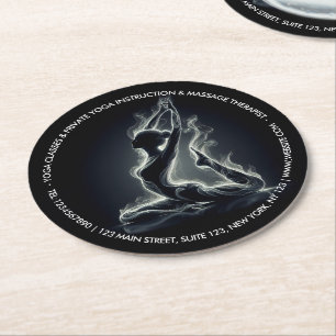 Yoga Reiki Instructor One-Legged King Pigeon Pose Round Paper Coaster