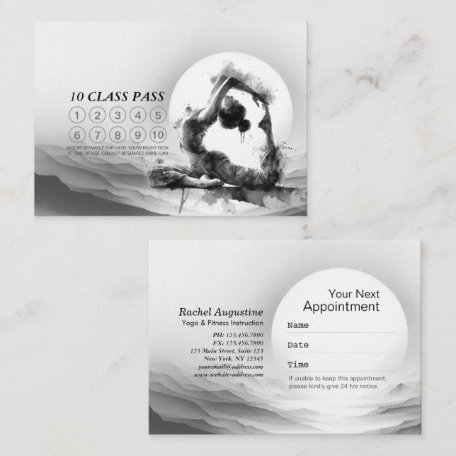 Yoga Reiki One-Legged King Pigeon Pose Class Pass Loyalty Card (Front/Back)