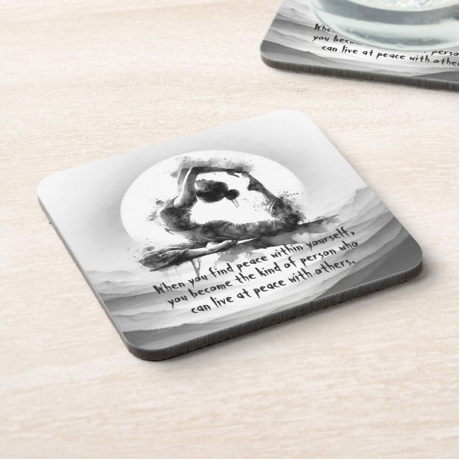 Yoga Reiki One-Legged King Pigeon Pose Watercolor Coaster (Left Side)