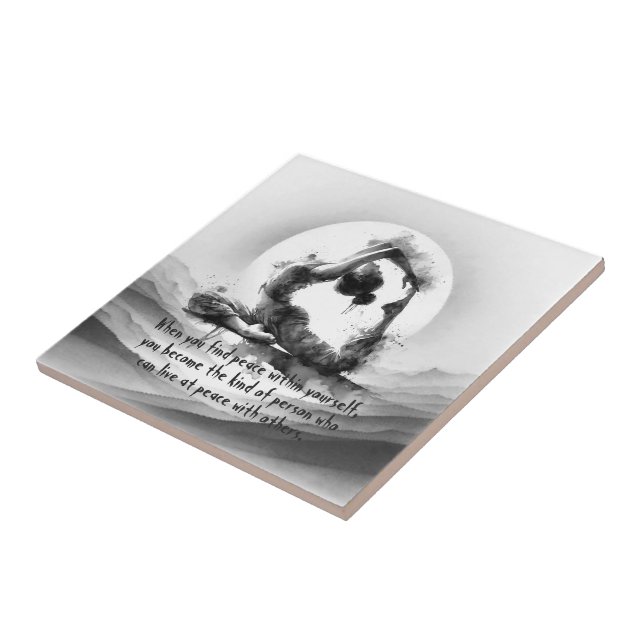 Yoga Reiki One-Legged King Pigeon Pose Watercolor Tile (Side)