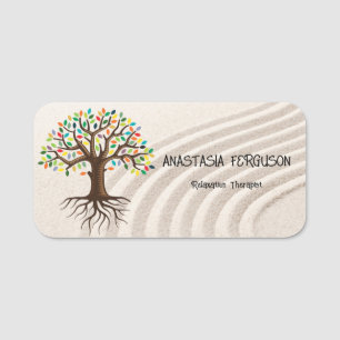 Yoga Relaxation Tree of Life Simple Logo  Name Tag