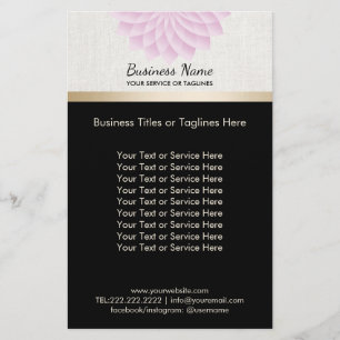 Yoga Salon SPA Lotus Floral Elegant Gold Stripe Flyer
