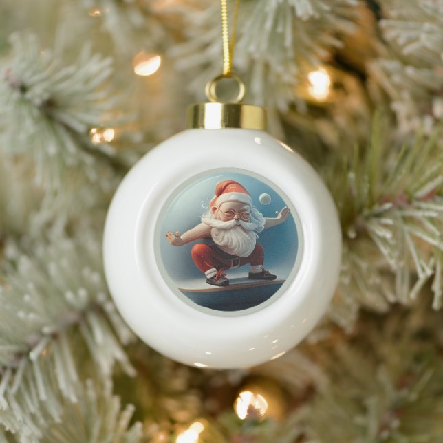 Yoga Santa Ceramic Ball Christmas Ornament (Tree)