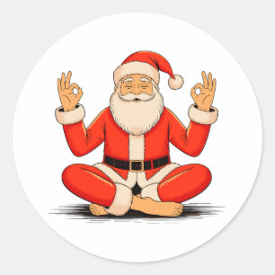 Yoga Santa Namaste Meditation Christmas Holiday Classic Round Sticker