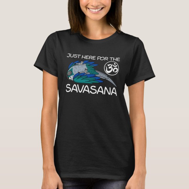 Yoga Savasana Parrot Turquoise Green Cheek Conure T-Shirt (Front)