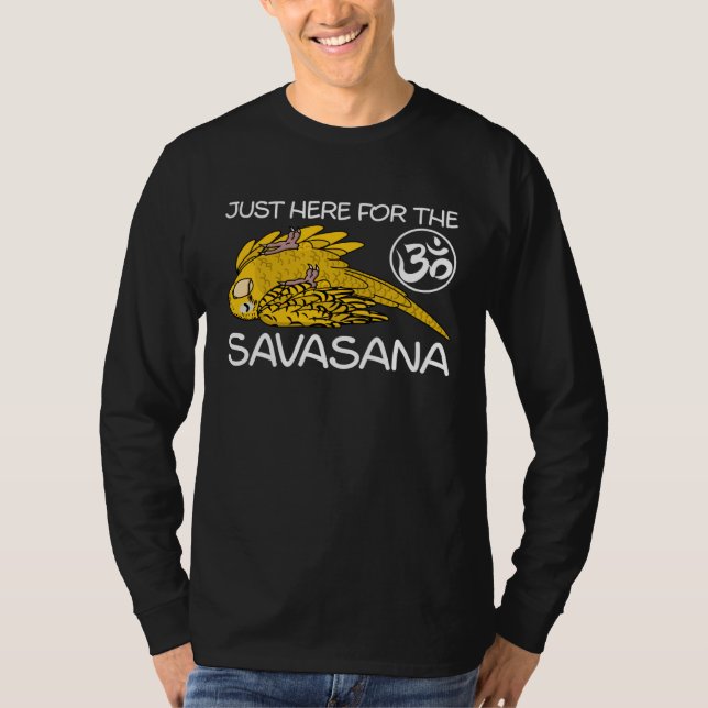 Yoga Savasana Parrot Yellow Lutino Budgie Budgerig T-Shirt (Front)