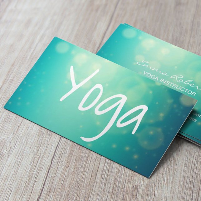 Yoga Script Modern Green Background Business Card (Creator Uploaded)