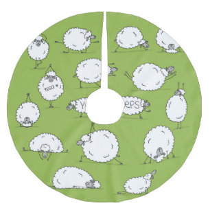 Yoga Sheep: Whimsical Sketch Fun. Brushed Polyester Tree Skirt