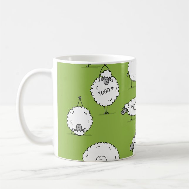Yoga Sheep: Whimsical Sketch Fun. Coffee Mug (Left)