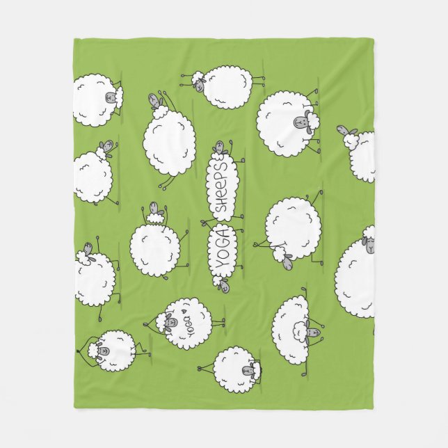 Yoga Sheep: Whimsical Sketch Fun. Fleece Blanket (Front)