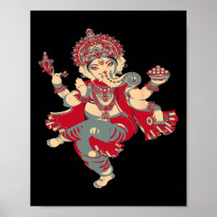 Yoga Shirts Spiritual Hindu God Ganesha Meditation Poster