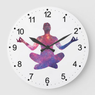 Yoga silhouette - Choose background color Large Clock