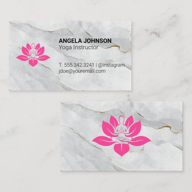 Yoga Sitting Pose | Marble Business Card (Front/Back)