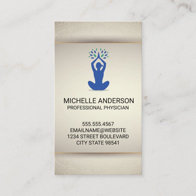 Yoga Sitting Prayer Logo Business Card (Front)