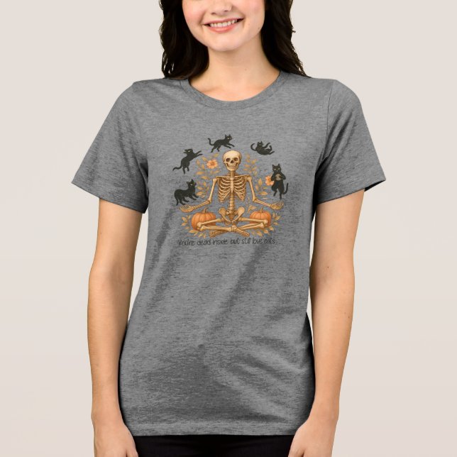 Yoga Skeleton Halloween Tri-Blend Shirt (Front)