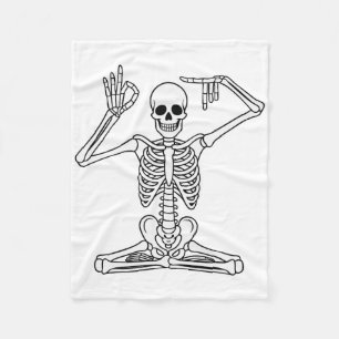 Yoga Skeleton Namaste 67 Meme Funny Halloween Medi Fleece Blanket