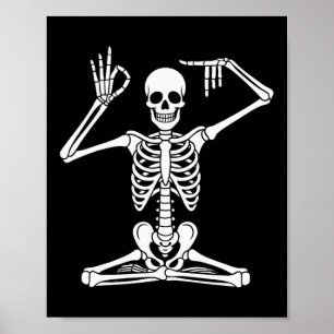 Yoga Skeleton Namaste 67 Meme Funny Halloween Medi Poster