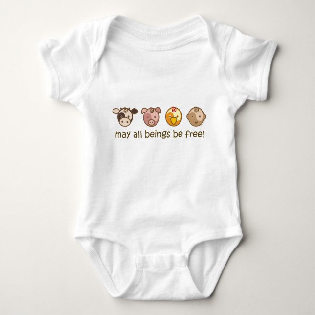 Yoga Speak Baby : May All Beings Be Free Baby Bodysuit (Front)