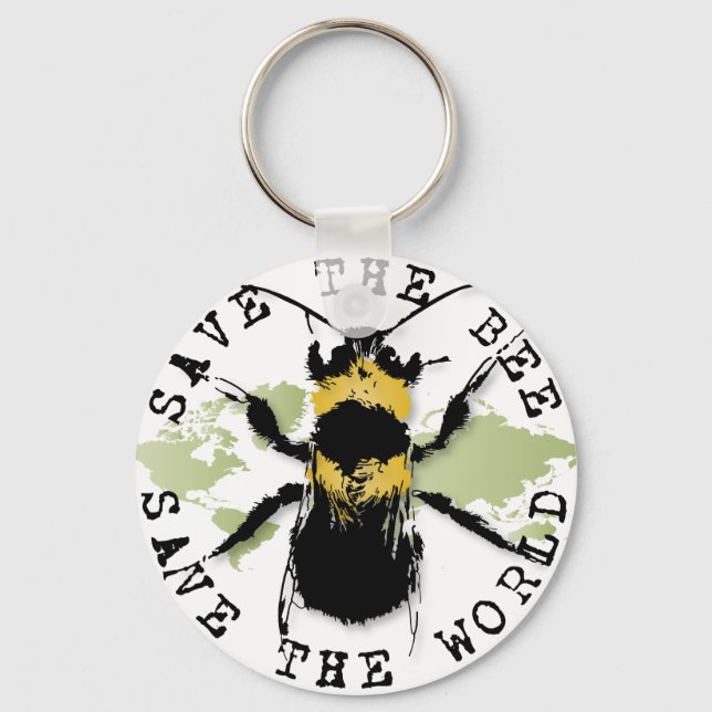 Yoga Speak : Save the Bee...Keychain Key Ring (Front)