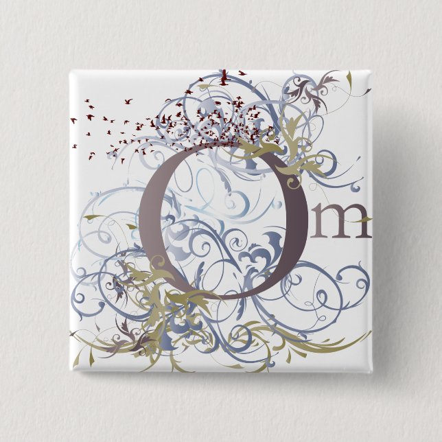 Yoga Speak : Swirling Om Design 15 Cm Square Badge (Front)