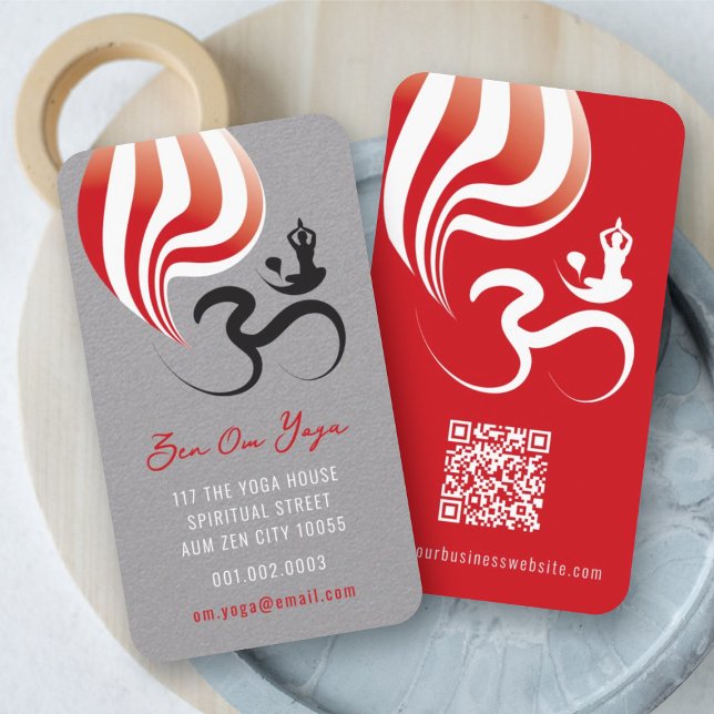 Yoga Spiritual Flame Om Ohm Calligraphy Zen Business Card (Simple Minimalist Zen Spiritual Holistic Yoga Om/Aum Calligraphy Symbol Business Card @ fatfatin)