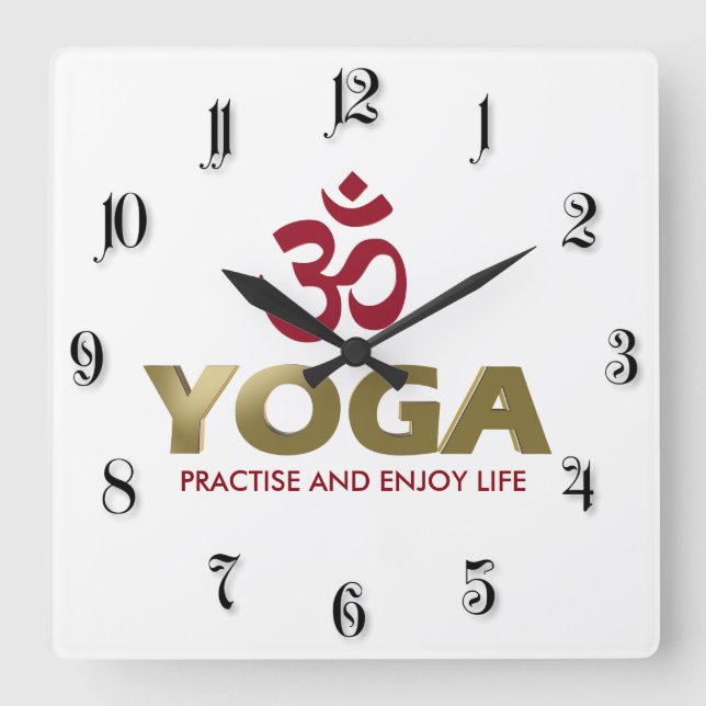 Yoga Square Wall Clock (Front)