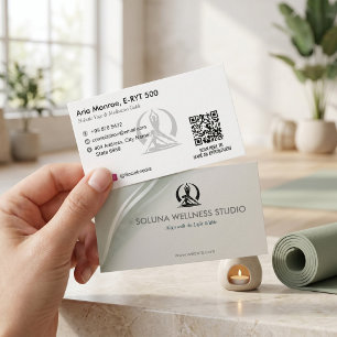 Yoga Studio Business   Modern Grey Barcode Card