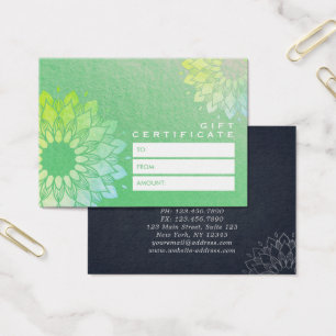 YOGA Studio Gift Certificate Gold Mandala Flowers