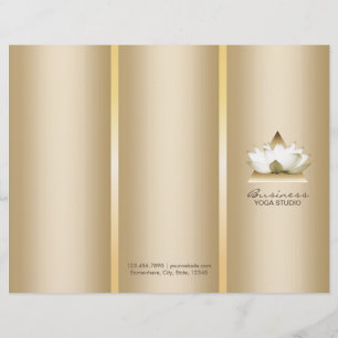 Yoga Studio Gold Lotus Logo Spa Tri-Fold Brochures
