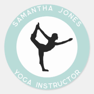 Yoga studio instructor dancer pose modern business classic round sticker