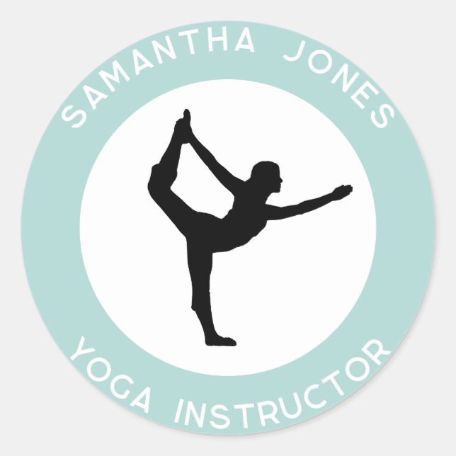 Yoga studio instructor dancer pose modern business classic round sticker (Front)