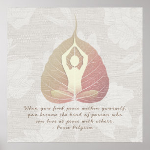 Yoga Studio Instructor Meditation Pose Bodhi Leaf Poster